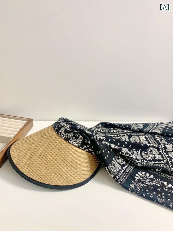 ターバン 帽子 スカーフ レディース おしゃれ ヘアアクセ 女性用 ビニール つば サンハット 2025 スタイル フェイク 麦わら 帽子な ターバン 日焼け防止 帽子 首の 保護 オール イン ワン 屋外x2