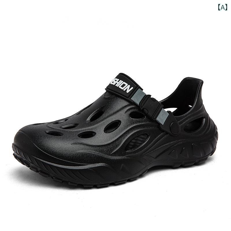サンダル メンズ アウトドア 防水 滑り止め 軽量 感 洞 靴を 踏む メンズ 夏の ファッションは バッグと スリッパの 厚底の 滑り止め 屋外 耐摩耗 ビーチ サンダルを 履いています