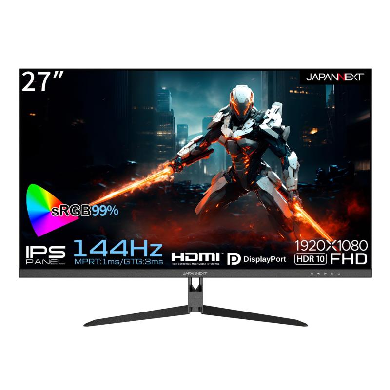 JAPANNEXT 27インチ IPSパネル Full HD(1920 x 1080) 144Hz 液晶モニター JN-27Gi144FHDR HDMI DP sRGB 99% 1