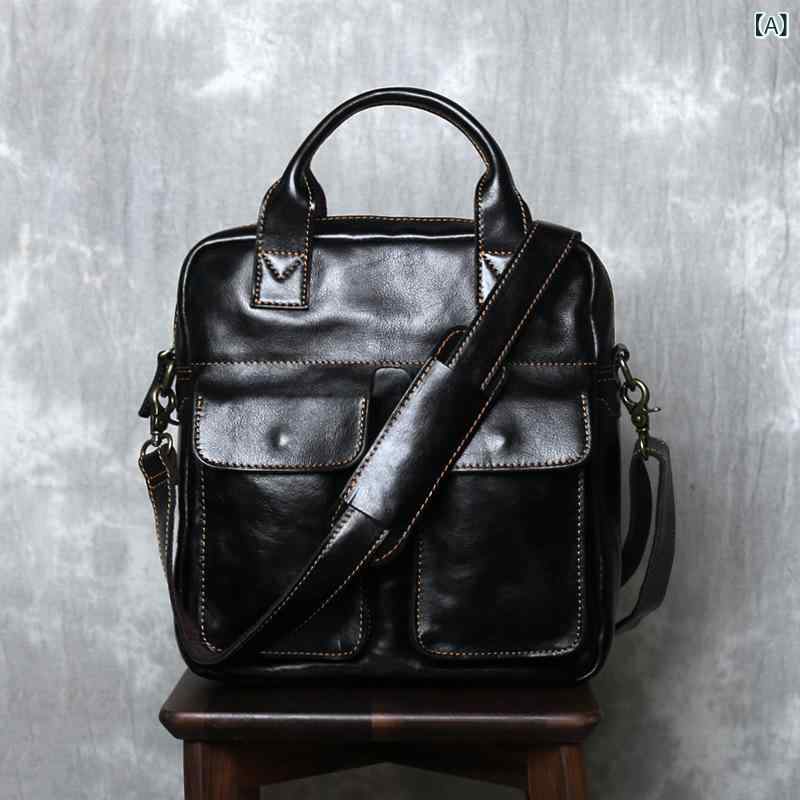 A4対応 通勤バッグ 自立型 トートバッグ 高機能 メンズバッグ A4対応 通勤バッグ 自立型 トートバッグ 高機能 メンズバッグ 革 男性 ハンドバッグ カジュアル ビジネス 植 なめし トップ 層 牛革 斜め ショルダーバッグ り代 縦型 ショルダーx2