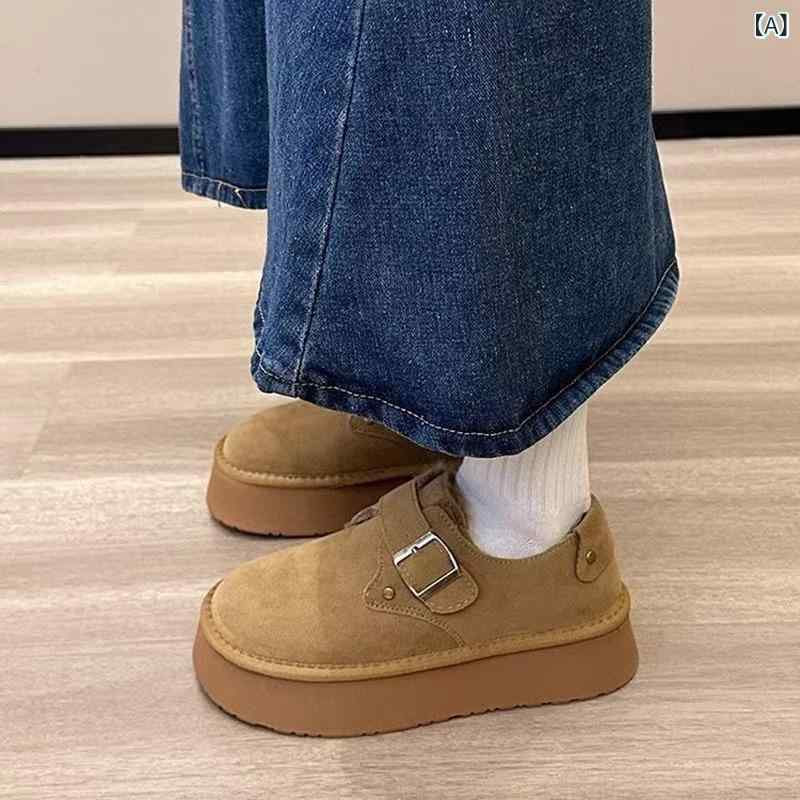 ムートン ブーツ 滑りにくい スノーブーツ 通学 通勤 保温 おしゃれ 厚底の 雪 地の 靴の レディース ベルベットの 厚手 2024の 新型の 冬 保温の 女 靴の ベー ケンの 靴の 美 ラードの 毛の 綿の 靴