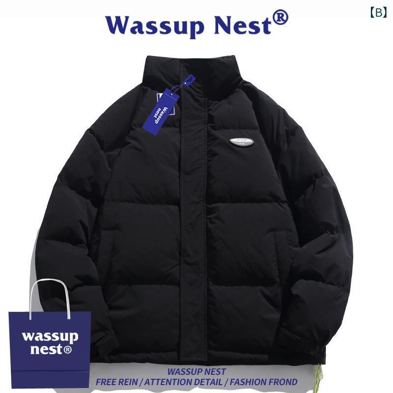 薄手 夏ジャケット 涼感 カジュアル サマーアウター WASSUP NEST ダウン ジャケット ホワイトダックダウン ワークジャケット メンズ 冬 チャイナ 風 シンプル ゆったり 厚手 暖かい