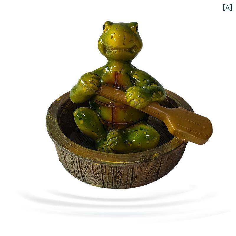 ガーデン 庭 動物彫刻 置物 オブジェ インテリア オーナメント 屋外 庭園 かわいい ボート 亀 花園 池 ..