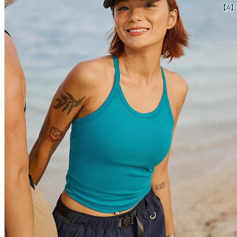 吸湿速乾 冷感 涼しい 薄手 スポーツ ストレッチ 新型 ドーパミン 色 基礎 タイプの ヨガ ベスト 女性は 胸 パッド 美 背高 弾 速乾 ランニング フィットネス ストラップを 含みます。