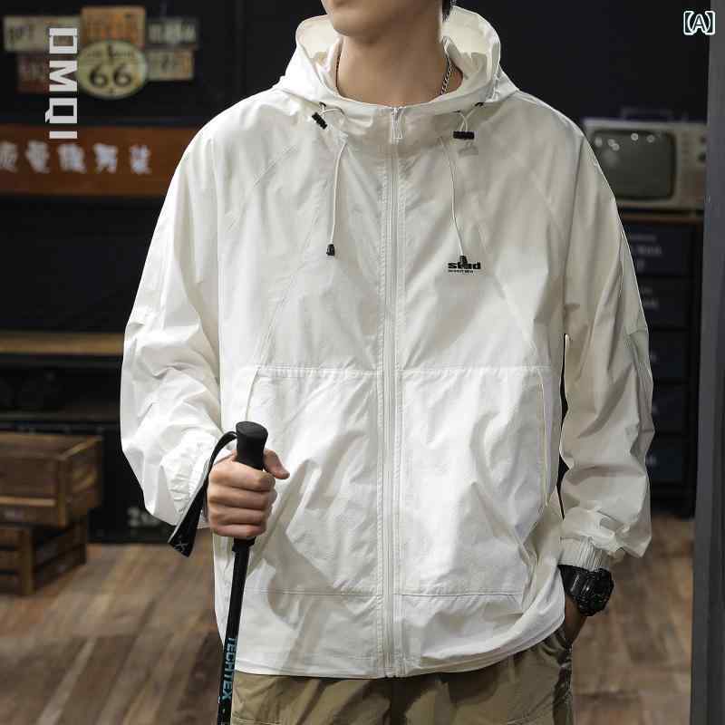 薄手 夏ジャケット 涼感 カジュアル サマーアウター 涼 感 通気性の 薄手 日焼け防止 服 男性 紫外線 ..