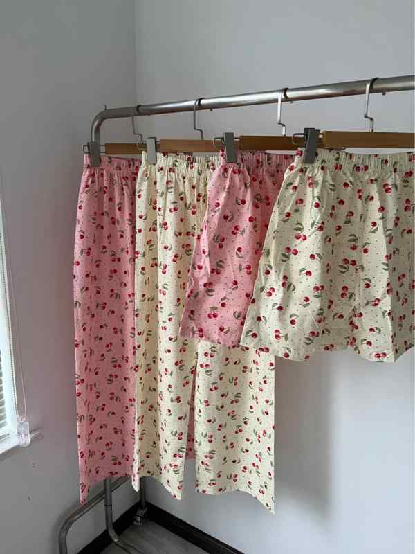 レディース 韓国ファッション ボトムス ロングパンツ ワイドパンツ ハイウエスト ウエストゴム 花柄 薄..