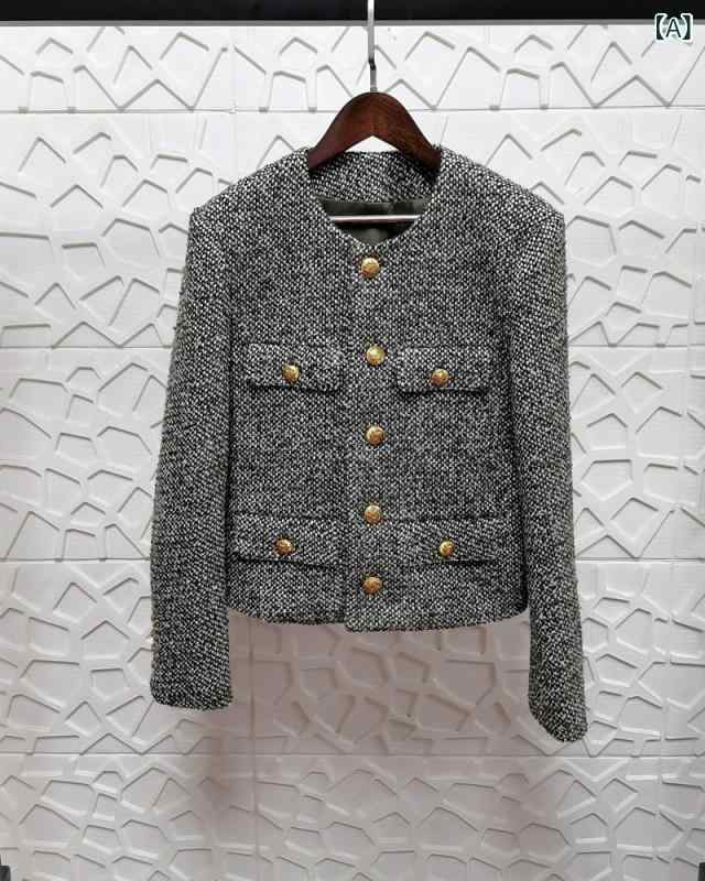 ショート丈 パーカー 羽織り用 アウター 春アウター ショート丈 パーカー 羽織り用 アウター 春アウター 22 秋冬 ウール 混紡の 名 媛の 粗い 花です。