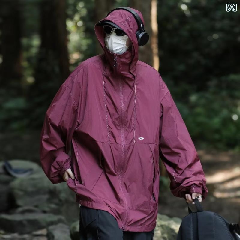 薄手 夏ジャケット 涼感 カジュアル サマーアウター 山系 機能 紫外線 防止 突撃 服 男性 夏 軽薄 タイ..