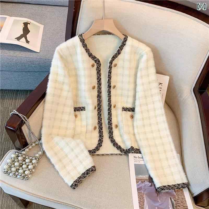 ショート丈 パーカー 羽織り用 アウター 春アウター ショート丈 パーカー 羽織り用 アウター 春アウター 金糸 小 香 風 名 媛短 金 コート 女 秋冬 フ...