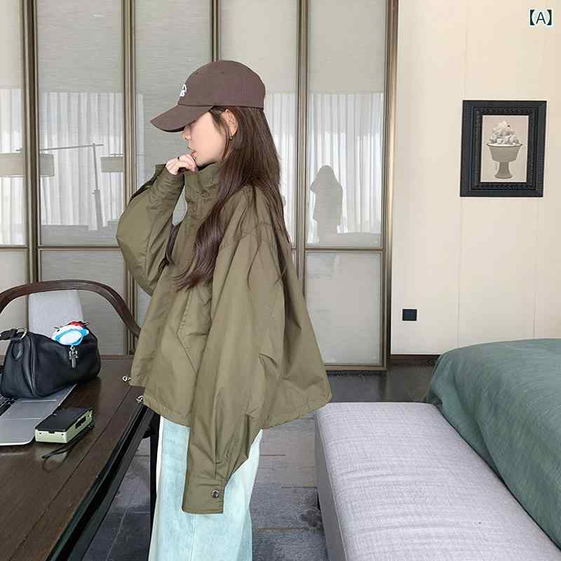 ショート丈 パーカー 羽織り用 アウター 春アウター ショート丈 パーカー 羽織り用 アウター 春アウター 実 拍 軍の 緑の 突撃 服の レディース 小柄な ...