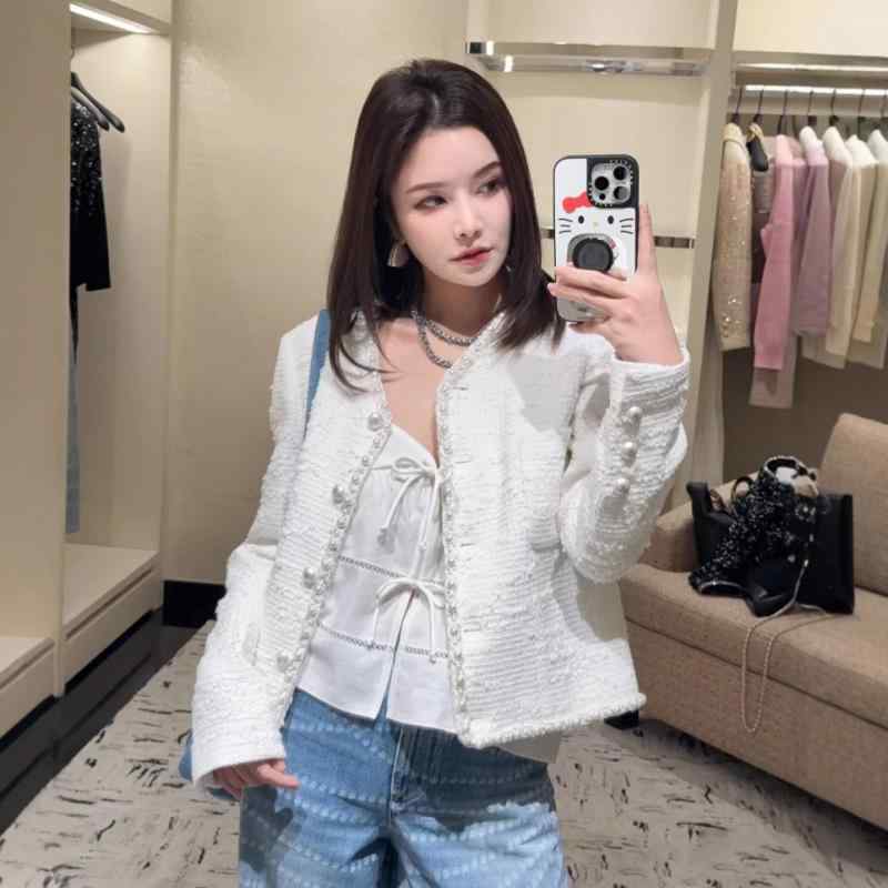 ショート丈 パーカー 羽織り用 アウター 春アウター ショート丈 パーカー 羽織り用 アウター 春アウター 2025 C 春夏 ショート パール 装飾 ラウンド...