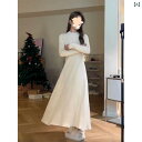 ワンピース レディース ロング丈 秋用 無地 カジュアル 2025 春の 服装は コートの 半高 襟の ニットの ワンピースの 子供の 秋冬型の 高級 感の 中...