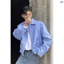 薄手 夏ジャケット 涼感 カジュアル サマーアウター ブルーストライプの ショート コート 男性 春の ごろつきが かっこいい 高級 感が。