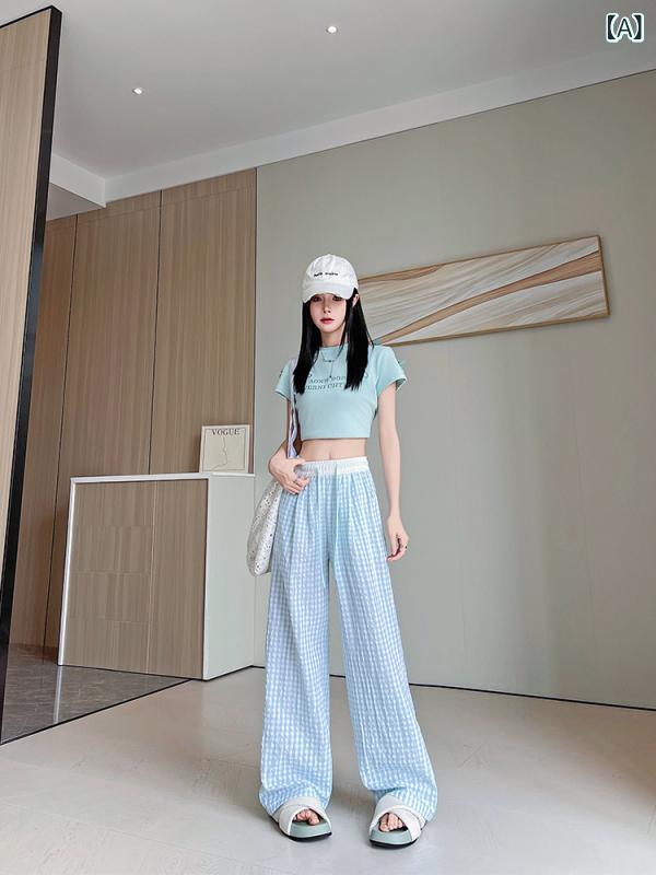 ボトムス レディース パンツ ワイド ワイドパンツ イージーパンツ ストレート 30代 40代 50代 春 春夏 夏 カジュアル 春服 夏服 大きいサイズ ゆったり きれいめ ゆる ヨガ 夏の 黄色の 筋肉の 格子の ズボンの レ