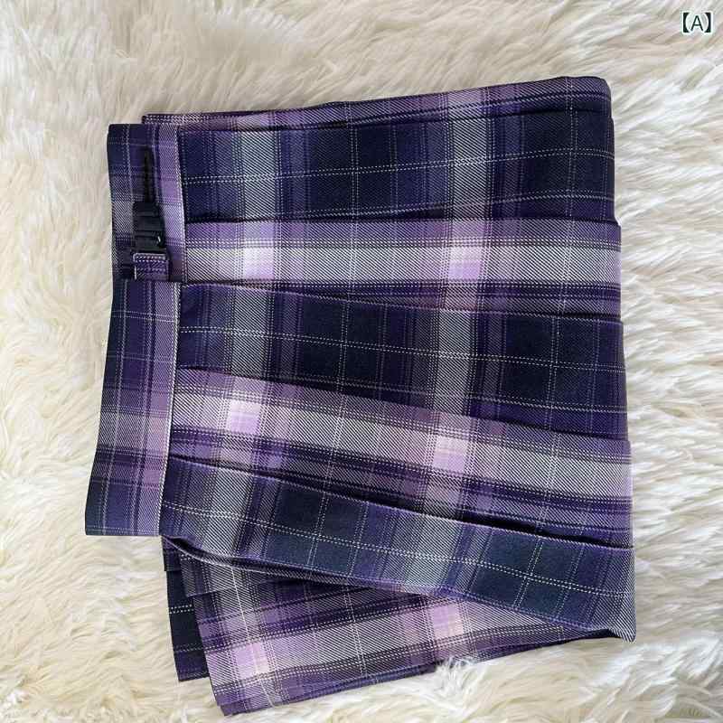 スカート レディース ノー 膝丈 Aライン 無地 紫の 格子 縞のの 正規 版 jkの 格子 縞の スカートの 春..