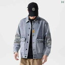 迷彩 ジャケット ミリタリー メンズ カモフラ アウター 迷彩 ジャケット ミリタリー メンズ カモフラ アウター アメリカ カジュアル スーツ ジャケット メンズ 秋冬型の ゆったりした 迷彩は デニムの コートの ファッションの 札を つなぎ合わ