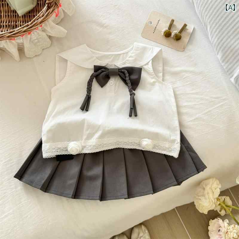 スカート レディース ノー 膝丈 Aライン 無地 【 咸 レモン 七】 女の子 夏の 新型 スーツ 洋風 海軍 襟の ノースリーブベストの スーツ 半身の スカ...