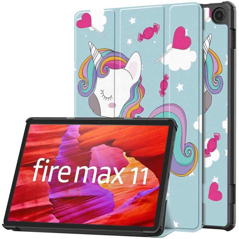 For Fire MAX 11 ケース (第13世代 ・2023年発売)[Gosento] 軽量 薄型 三つ折スタンドケース PUレザー Fire MAX 11 11インチ カバー