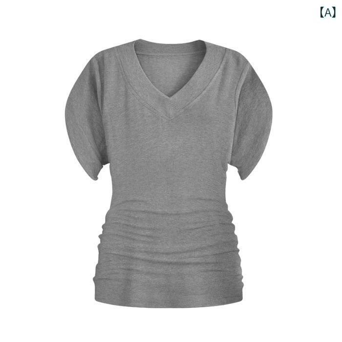 シャツ トップス シアー ロング チュニック 二の腕カバー フレア袖 レイヤード スキッパー ゆったり 工..