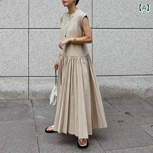 ワンピース レディース 夏 きれいめ春 着痩せ 体型カバー 大きいサイズ ロングワンピース マキシ丈 ロ..