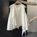 フリル袖ブラウスTシャツ レディース 春夏 秋 トップス シャツ ブラウス スーツインナー カジュアル レディース 不規則な ノースリーブシャツ 2025 夏の スリミング トップ