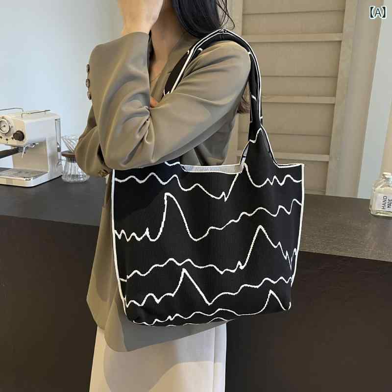 ストローバッグ 軽量 トート カゴバック エコバッグ ハンドバッグ 編み レディース ショッピング バッグ 百合 通勤 ハンディ 白黒 ファッション大容量 ショルダーバッグ ストライプ カジュアル 新x2