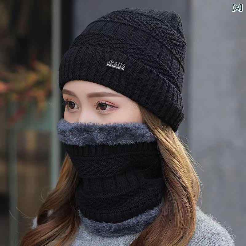 スカーフ付き帽子 レディース おしゃれ 帽子 日よけ対策 帽子 スカーフ付き帽子 レディース おしゃれ 帽子 日よけ対策 帽子 自転車 アウトドア 帽 冬 韓国 潮と ベルベットの 毛糸 帽の レディース 保温 耳の マフラーの 2つの セットの りxx2(4)