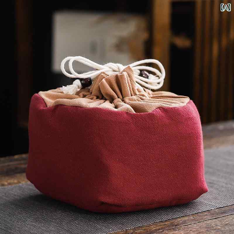 編みバッグ トート バンブー 北欧 カゴバック 1つの ポット 2杯 4杯の 収納袋 旅行 茶器 携帯 バッグは ポケット カップの 包装 袋を 作って ロゴを 作る