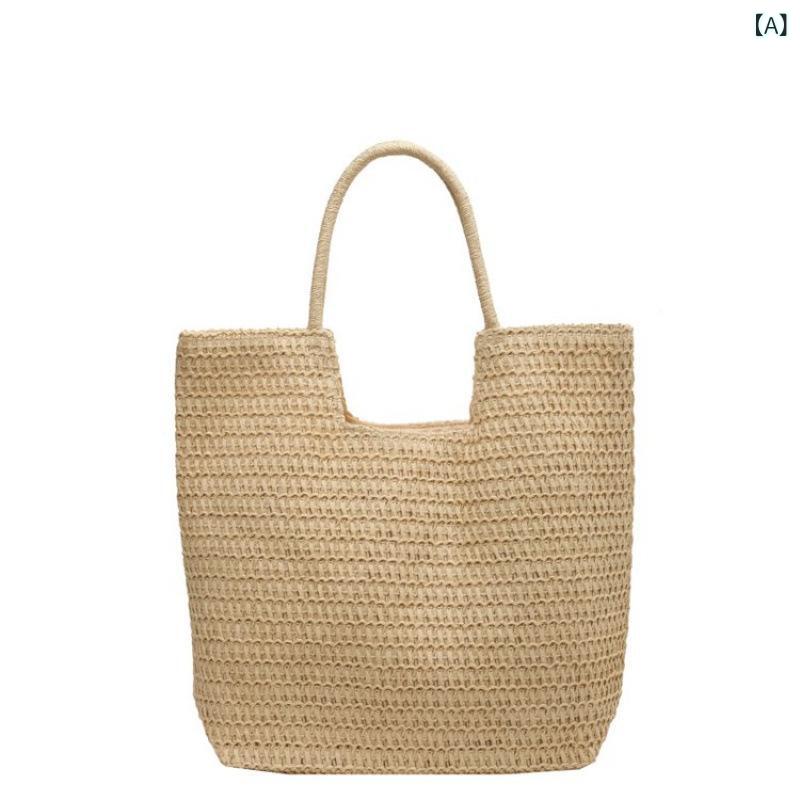 編みバッグ トート バンブー 北欧 カゴバック 夏の お出かけ わら バッグ レディース 2025 ハイエンド 手織り バッグ大容量 トートバッグ ビーチ バッグ