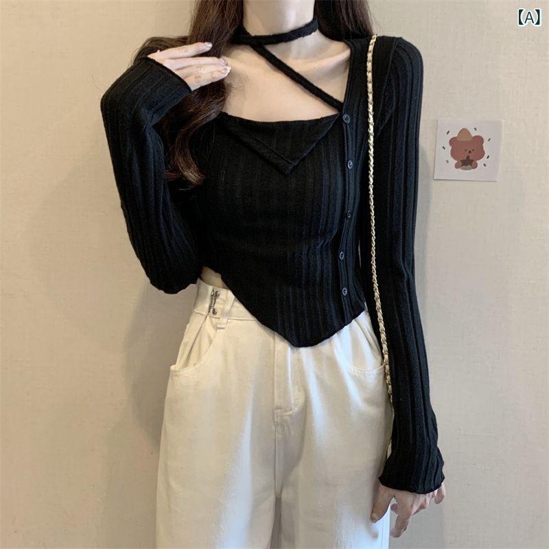 レイヤード風 ニット レディース 重ね着風 韓国ファッション セーター 秋冬 感が 不規則で 首の 長袖の..