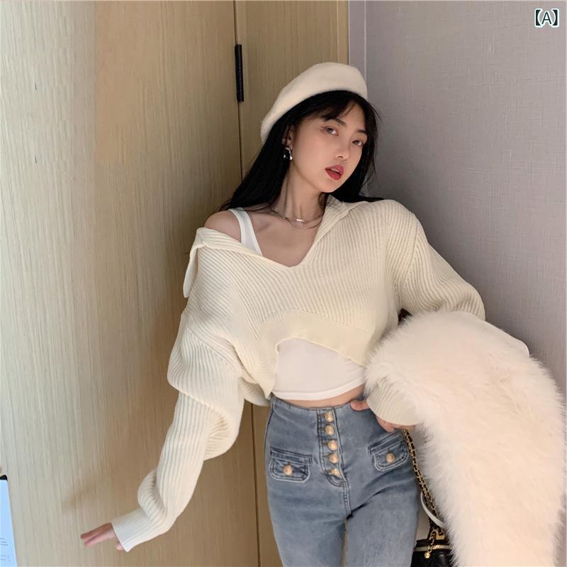 レイヤード風 ニット レディース 重ね着風 韓国ファッション セーター 秋冬 秋冬 外 着の 感が。