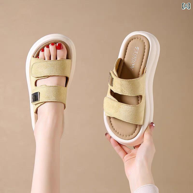 サンダル レディース 厚底 夏用 歩きやすい 疲れにくい 厚底 2025 夏 アウター ソフト ソール ファッシ..