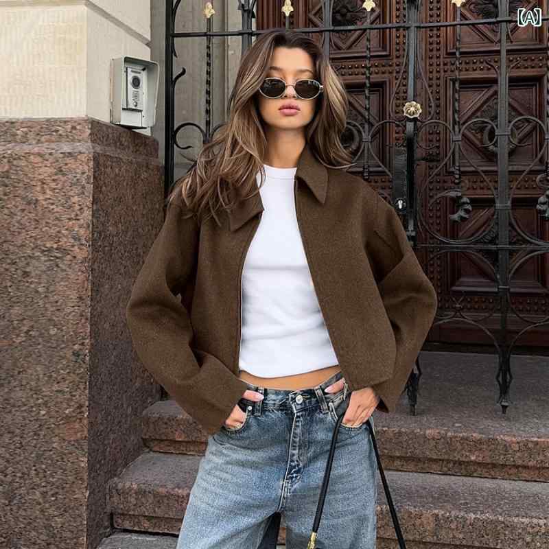 ショート丈 パーカー 羽織り用 アウター 春アウター ショート丈 パーカー 羽織り用 アウター 春アウター 秋冬型は 長袖の ファスナーの 毛を めくります。