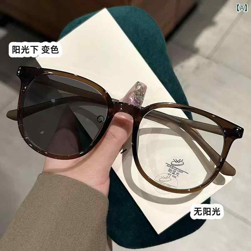 すっぴん隠し メガネ おしゃれ 度なし 伊達メガネ カジュアル 普段使い 小 紅 書の ネットと 同じ 男女 学生用 無地 ミラー 近視 メガネ 完成 品 プレーン ミラー ラージ フレーム 栗 色 ブラウン フレッシュ