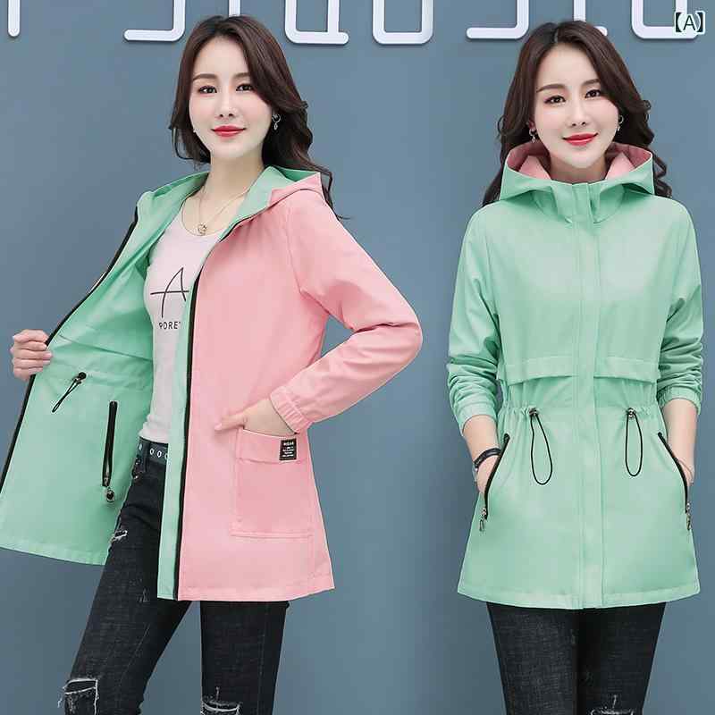 ショート丈 パーカー 羽織り用 アウター 春アウター ショート丈 パーカー 羽織り用 アウター 春アウター コートの 女性 春秋型 秋 両面は 腰を 収めて 痩...