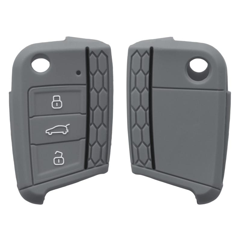 kwmobile キーカバー 対応: VW Golf 7 MK7 3-ボタン 車のキー キーケース - 保護ケース 鍵ケース 車鍵 シリコン 黒色
