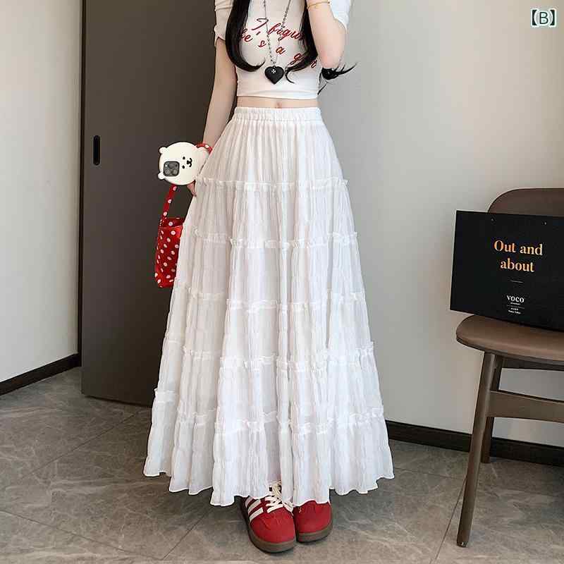 新風堂のティアード ロングスカート フレアスカート マキシスカート スカート 体形カバー ロング フレア マキシ 夏 コットン おしゃれ マキシ丈 レディース ロング丈 シンプル リラックス無地 ロング ティアード ロングスカート フレアスカート マキシスカート｜アングル2