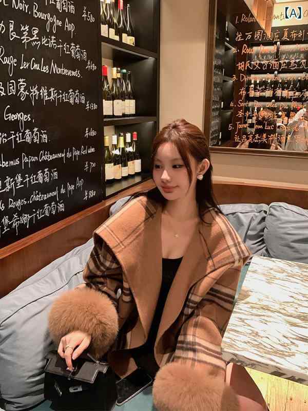 ショート丈 パーカー 羽織り用 アウター 春アウター ショート丈 パーカー 羽織り用 アウター 春アウター チェック 柄 マント 2025 秋冬 ハイエンド 両...