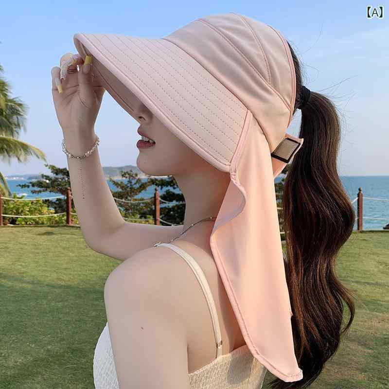 スカーフ付き帽子 レディース おしゃれ 帽子 日よけ対策 帽子 スカーフ付き帽子 レディース おしゃれ 帽子 日よけ対策 帽子 アウトドア 旅行の 空の トップの 日焼け防止 帽子は シンプル 色の つば 広の 日よけの バックの 一体 帽子です。x2x2