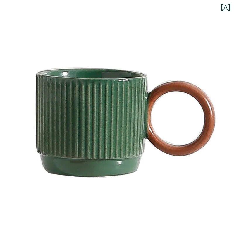 陶器 コーヒーカップ カフェ風 コーヒーカップ シンプル マグカップ 式の レトロ 陶磁器の コップの コ..