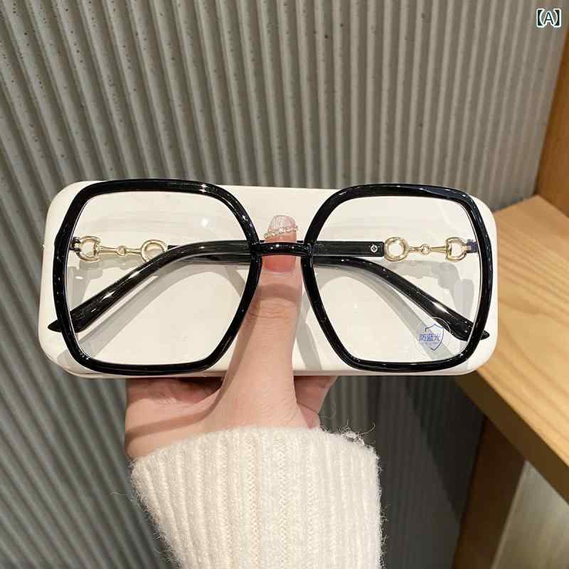 すっぴん隠し メガネ おしゃれ 度なし 伊達メガネ カジュアル 普段使い 大型 フレームの ブルー レイ ..