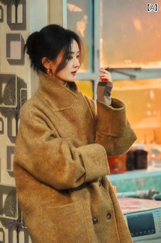 ショート丈 パーカー 羽織り用 アウター 春アウター ショート丈 パーカー 羽織り用 アウター 春アウター Zhao Yuanyingと 同じ キャメル ベルベ...