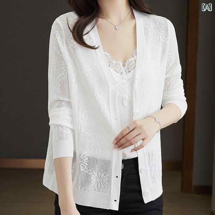 &quot冷感 レディースニット 薄手 サマーカーデ 夏用羽織 UVケア &quot &ampquot冷感 レディースニット..
