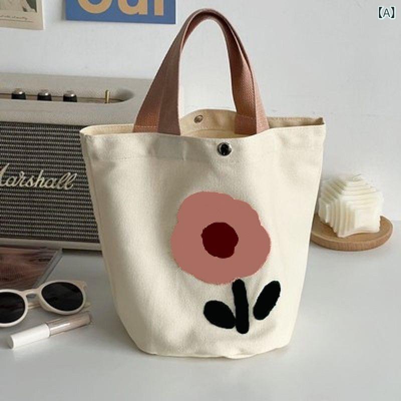 ビジネスバッグ 軽量 軽い ビジネスバッグ 軽量 軽い ^ 和風 フラワー バケット型 トート キャンバス バッグ シンプルで 小 容量の ポータブル ランチ ボックス レディースバッグ