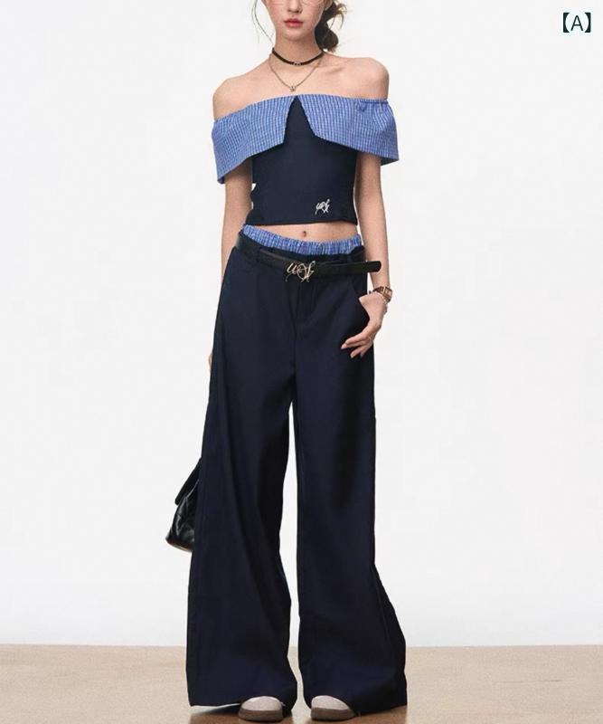 楽天新風堂4月 5日 新 商品 WESTAYON 一 字 肩 上着 女子 学院 風 スーツ カジュアル ストレート パンツ