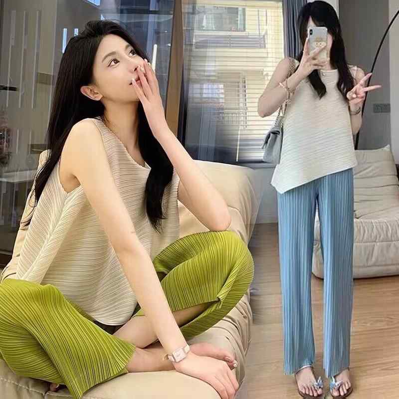 マタニティパンツ 妊婦服 産前産後 ストレッチ シンプル 2024 妊婦 プリーツ パンツ 夏 薄手 プリーツ ..