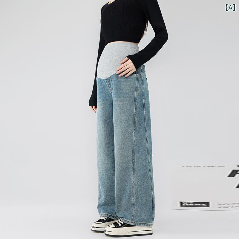 マタニティパンツ 妊婦服 産前産後 ストレッチ シンプル 妊婦 服の ジーパンは 春秋 外に 潮のお母さんの 新型の 腹を 着て 妊娠 する 期の 小さい 背が 見えて 痩せています。