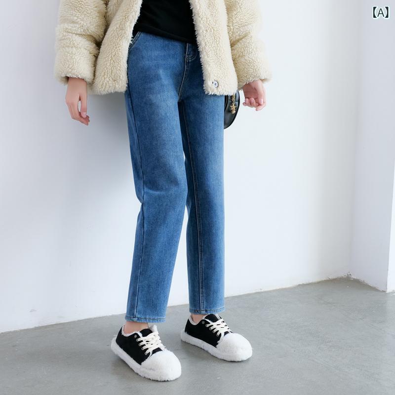 マタニティパンツ 妊婦服 産前産後 ストレッチ シンプル 韻 十八 新型 秋冬 妊婦 ジーンズに ベルベットを つけて 妊娠中の 腹筋を 厚くして 妊婦 服を 着る 8313x2