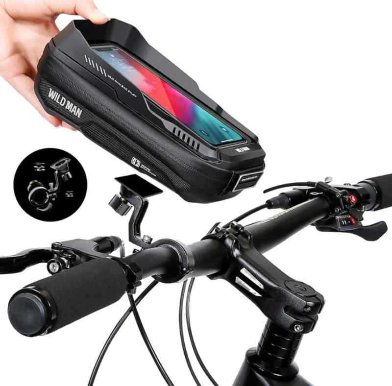 WILD MAN クイックリリース耐水性自転車電話ホルダーデザイン自転車バッグ タッチスクリーン付きハンドルバーバッグ マウンテンロードバイクMTBサイクリングに最適