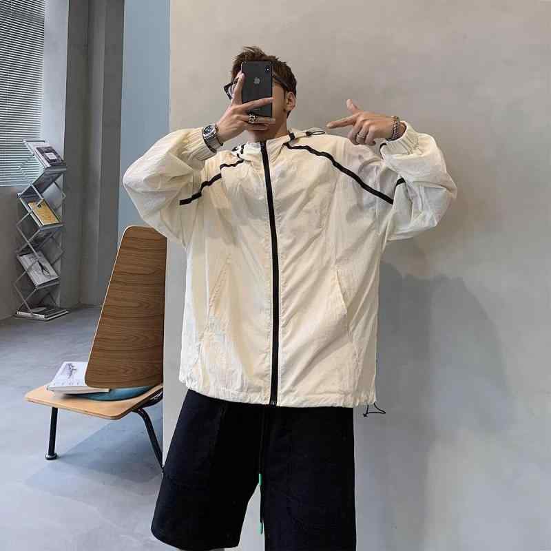 Parka - メンズ ジャケット 夏用 日焼け防止 薄型 通気性 ゆったり カジュアル 学生向け スタイリッシュ 軽量 吸湿速乾 UVカット トップス アウトドア 普段使い
